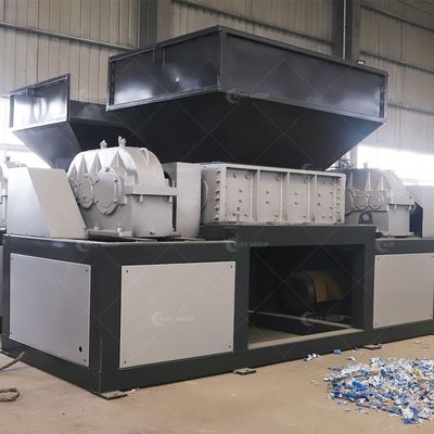 Triturador de eixo duplo controlado por PLC para reciclagem de papel plástico em caixas de madeira