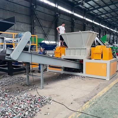 Triturador industrial de eixo duplo controlado por PLC para reciclagem de resíduos de construção